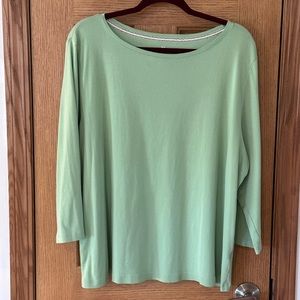 Talbots Soft Green 3/4 Sleeve Knit Top